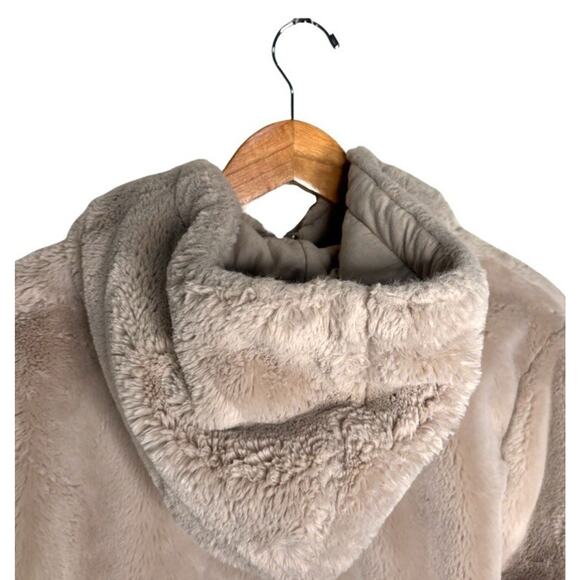 Athleta Faux Fur Jacket Ritual Size Large Cream Champagne Cotton Full Zip - Picture 10 of 14